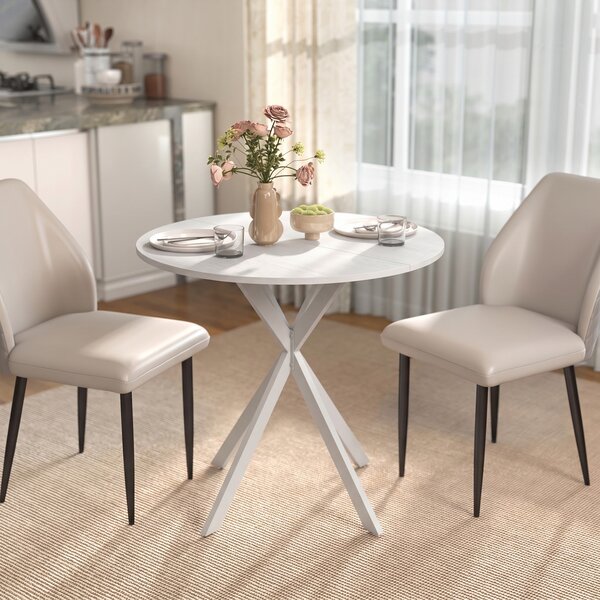 HOMCOM Masă Da Dining Rotund Stil Industrial Con Picioare în X Ø80x75 cm | Aosom Romania