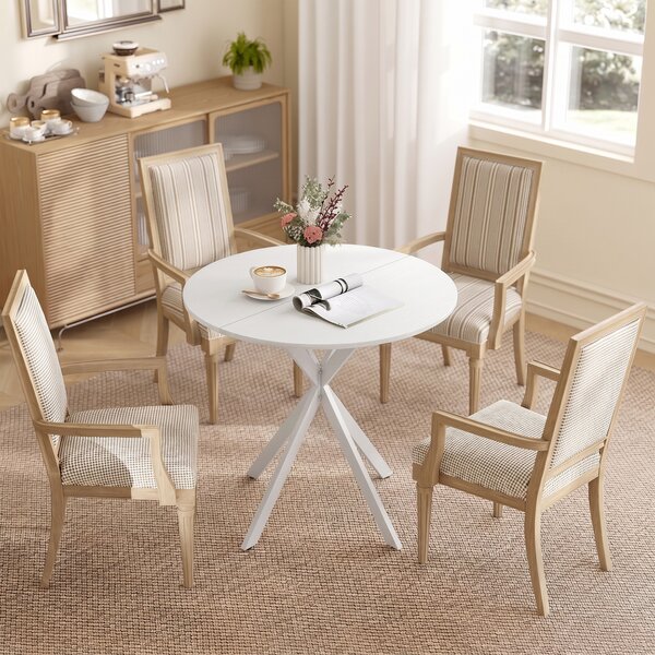 HOMCOM Masă Da Dining Rotund Stil Industrial Con Picioare în X Ø80x75 cm | Aosom Romania