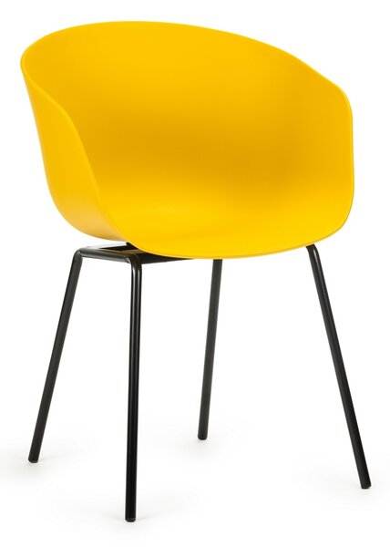 Scaun din plastic, cu picioare metalice Dalida Yellow, l55xA56xH80cm