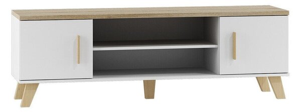 Comodă TV Larfloi 108Alb, Stejar Sonoma, 16x5x4cm