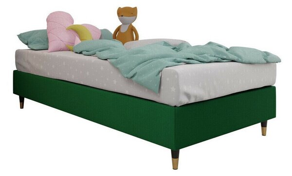 Pat boxspring Logan 108Single, Boxspring, Verde, 80x200, Tapiterie, Somiera patSomiera pat, 8x20x5cm