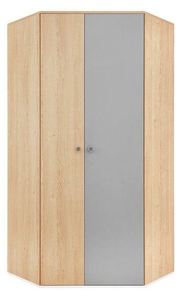 Dulap de colț Tesmonu 101Gri, Alb, Stejar, 19x9x9cm, Uși dulapUși dulap: Cu balamale