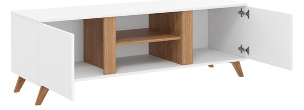 Comodă TV Mavenoa 104Alb, Stejar auriu, 15x5x5cm