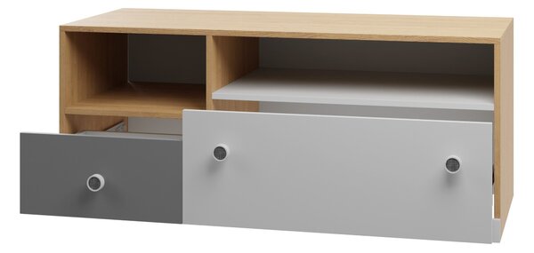 Comodă TV Tesmonu 110Gri, Alb, Stejar, 12x5x5cm