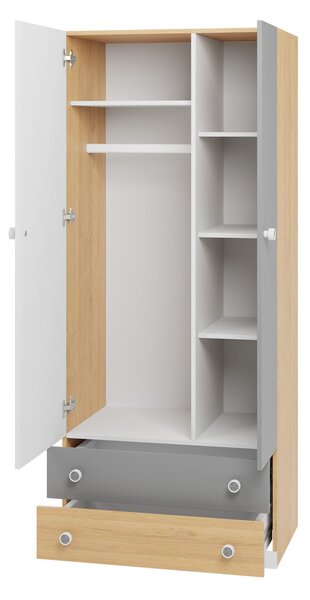Dulap Tesmonu 102Alb, Stejar, Gri, 19x8x5cm, Uși dulapUși dulap: Cu balamale