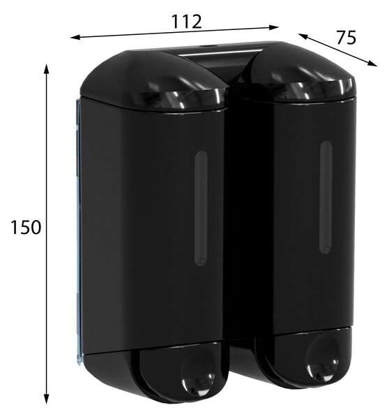 MARPLAST MARPLAST, SHOWER SMALL dozator dublu de sapun lichid, 2x170ml, negru, A94603