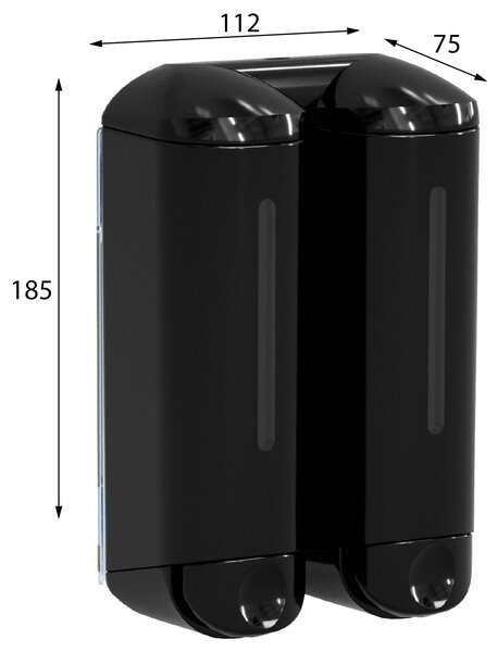 MARPLAST MARPLAST, SHOWER MEDIUM dozator dublu de sapun lichid 2x250ml, negru, A94803