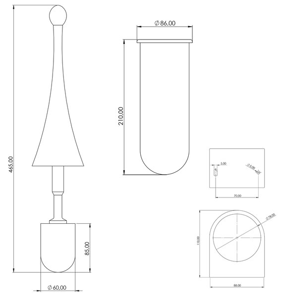 MARPLAST MARPLAST, perie pentru suspendare WC COLORATA, ABS, maro, A65801MA