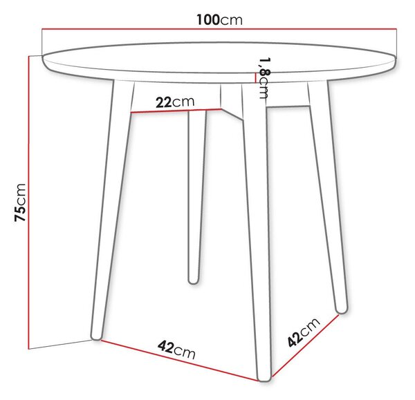 Masă Racine 117Maro, 8cm, MDF, Lemn