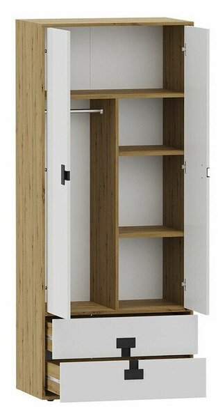Dulap Florevi 113Stejar artizan, Mat alb, 19x8x5cm, Uși dulapUși dulap: Cu balamale