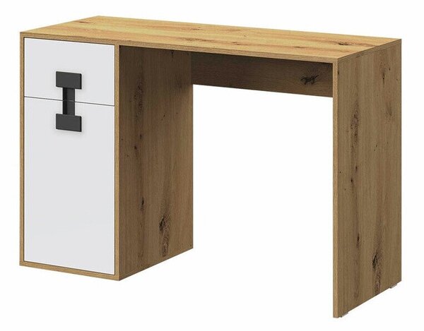 Birou Florevi 100Cu ușă, Cu sertare, 8x12x5cm, Stejar artizan, Mat alb
