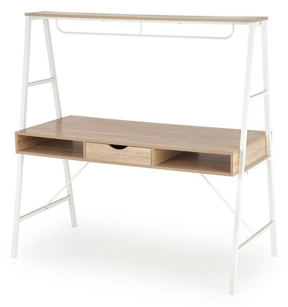 Birou Houston 1317Cu sertare, 8x14x6cm, Stejar Sonoma, Alb
