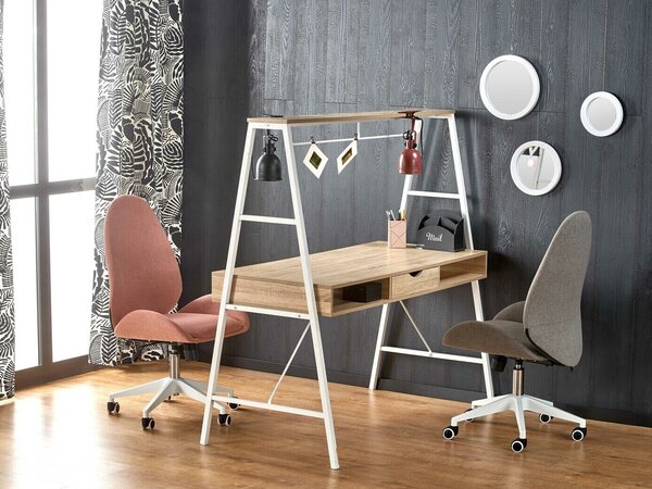 Birou Houston 1317Cu sertare, 8x14x6cm, Stejar Sonoma, Alb