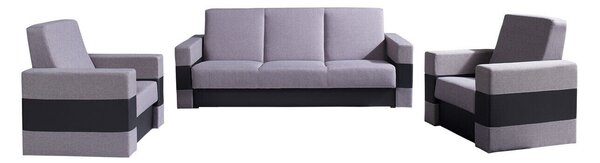 Set mobilier tapițat Providence 171Funcția de dormitFuncția de dormit, Cutie de patSpațiu de depozitare, Gri deschis, Piele ecologică + Tapiterie