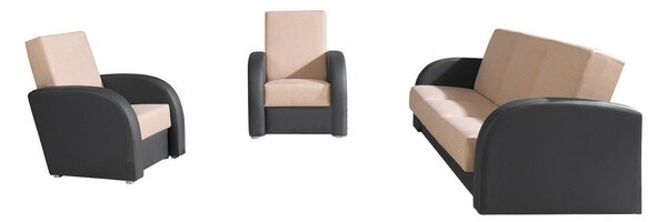 Set mobilier tapițat Providence 173Funcția de dormitFuncția de dormit, Cutie de patSpațiu de depozitare, Maro deschis, Piele ecologică + Tapiterie