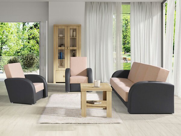 Set mobilier tapițat Providence 173Funcția de dormitFuncția de dormit, Cutie de patSpațiu de depozitare, Maro deschis, Piele ecologică + Tapiterie