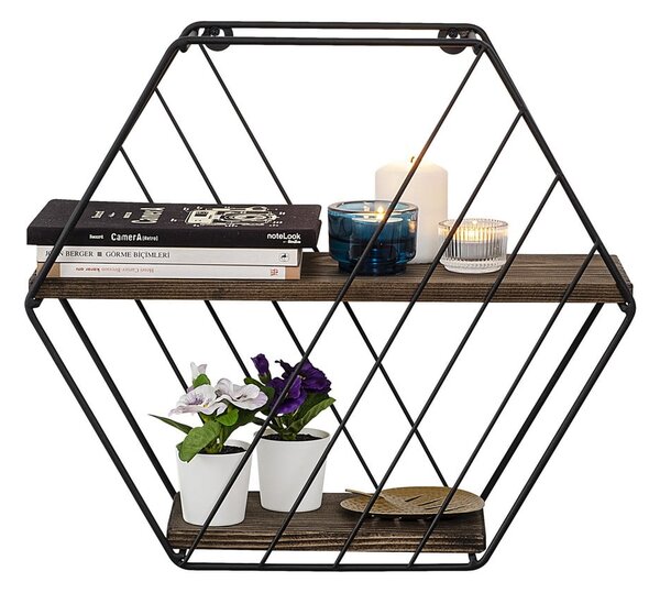Raft maro etajat din lemn de molid 44 cm Liliales – Kalune Design