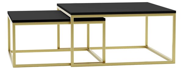 Set de măsuțe de cafea Oswego 102Negru, Auriu, 4x8x8cm, PAL laminat, Unghiular