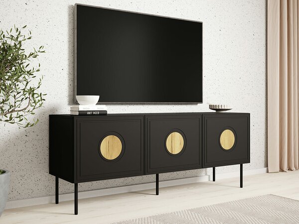 Comodă TV Domromi 101Craft stejar, Negru, 15x6x4cm