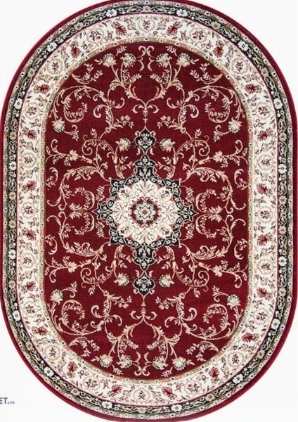 Covor Clasic Oval Lotos 523 210 Roșu-Grena 100x300