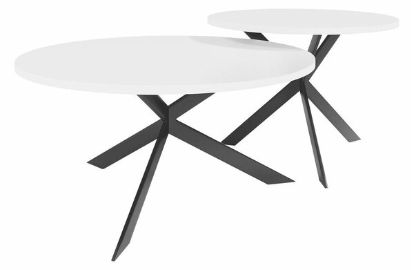 Set de măsuțe de cafea Oswego 108Alb, Negru, 4cm, PAL laminat, Rotund