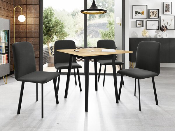 Masă Edmond 109Negru, Stejar Craft auriu, 8x9x9cm, ExtensieExtensie, PAL laminat, Lemn