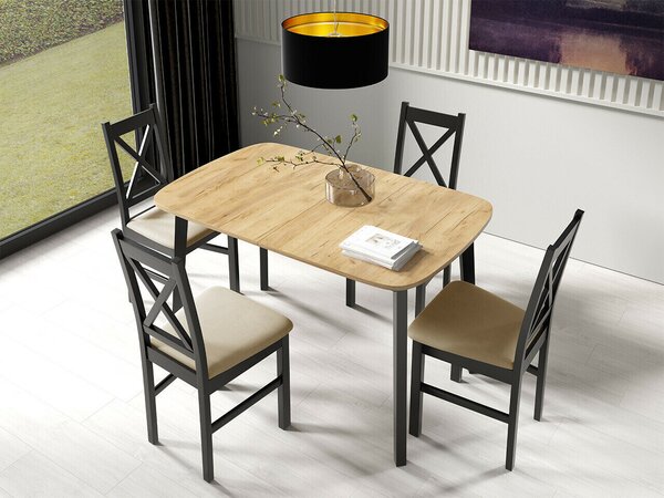 Masă Edmond 110Negru, Stejar Craft auriu, 8x8x13cm, ExtensieExtensie, PAL laminat, Lemn