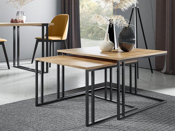 Set de măsuțe de cafea Oswego 110Maro, Negru, 5x8x8cm, PAL laminat, Unghiular