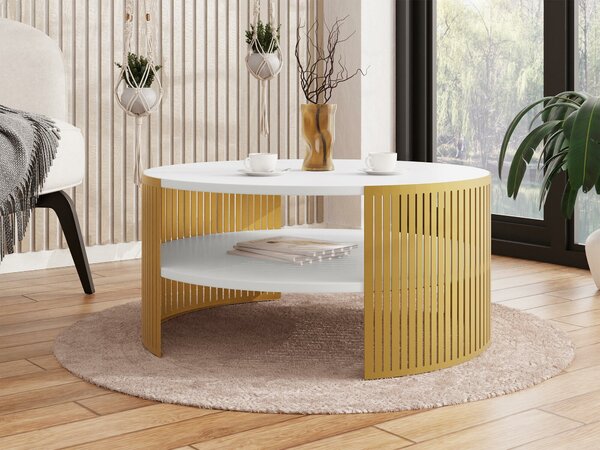 Măsuță de cafea Civer IAuriu, Alb, 4cm, PAL laminat, Rotund
