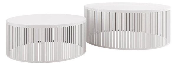 Set de măsuțe de cafea PrunisAlb, 3cm, PAL laminat, Rotund