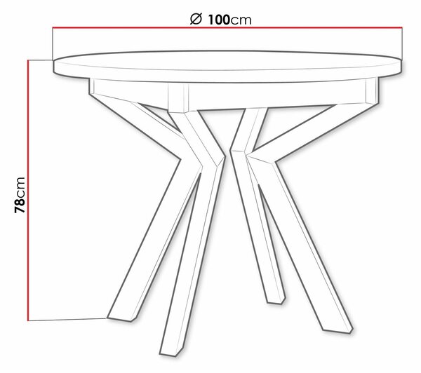Masă Victorville 368Alb, Negru, 8cm, PAL laminat, Metal