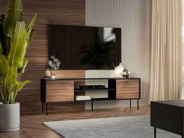 Comodă TV Flosoru 104Negru, Nuc, 18x6x4cm