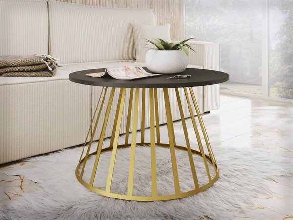 Măsuță de cafea Oswego 129Auriu, Negru, 5cm, PAL laminat, Rotund