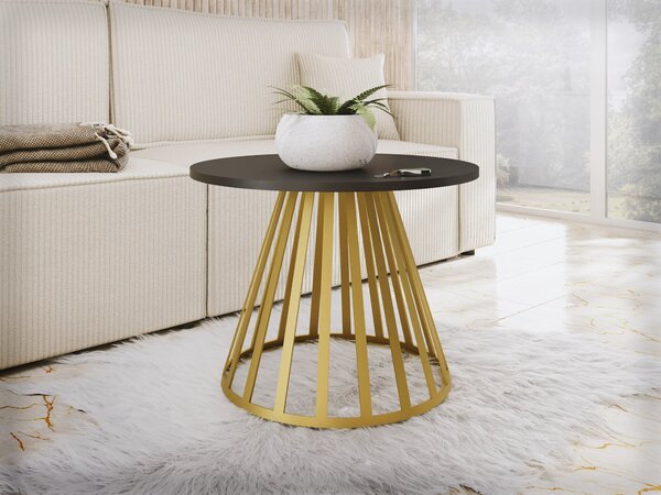 Măsuță de cafea Oswego 130Negru, Auriu, 5cm, PAL laminat, Rotund