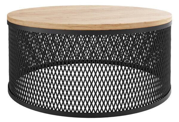 Măsuță de cafea Oswego 127Stejar Craft auriu, Negru, 3cm, PAL laminat, Rotund