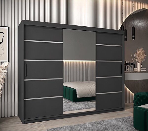 Dressing Marissa, 250x60x200cm, Argintiu, Antracit, Pal 18 mm