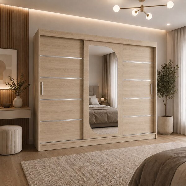 Dressing Alkam, 250x60x200cm, Argintiu, Sonoma, Pal 18 mm