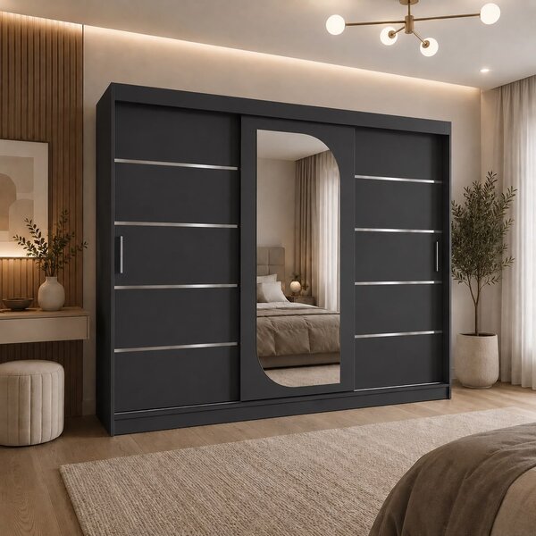 Dressing Alkam, 250x60x200cm, Argintiu, Antracit, Pal 18 mm