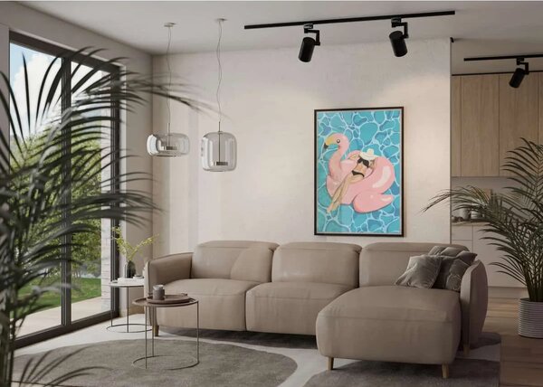 Canapea Flamingo cu sezlong electric