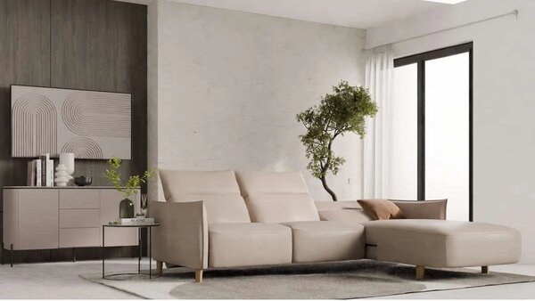 Canapea Flamingo cu sezlong electric piele