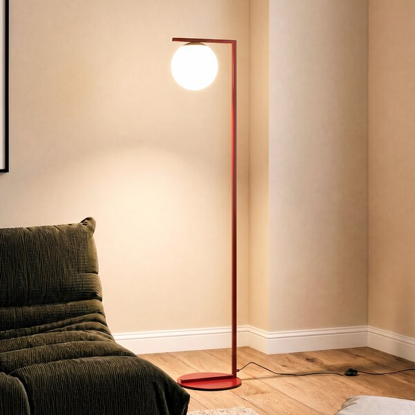 ALDEX Lampadar Zac, opal/roșu vin, cu 1 bec, Roșu, Camera de zi / sufragerie, Sticlă, Modern, glob