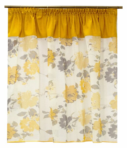 Perdea Velaria din in cu flori, 170x145 cm