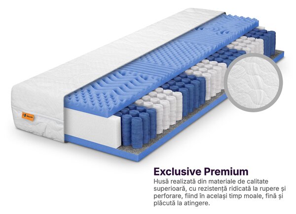 Saltea înaltă cu arcuri împachetate Azuro 90x200x24 - husă Exclusive Premium