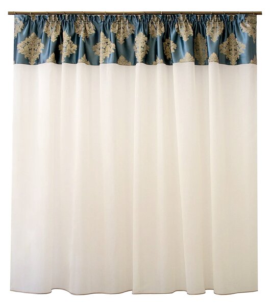 Perdea Velaria ivory cu tafta baroc turcoaz, 235x225 cm