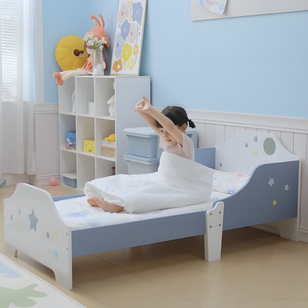 HOMCOM Pat Copii cu Protecții Laterale Siguranță, pentru +3 Ani, 143x74x59cm | Aosom Romania