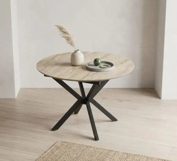 Masa extensibila bucatarie/living rotunda 110 *110 cm Travertin,Dia