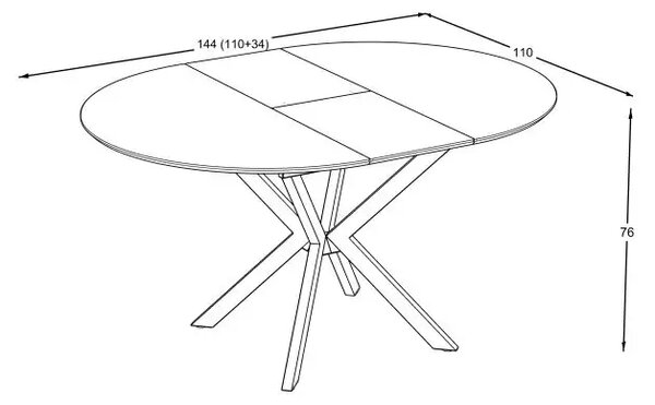 Masa extensibila bucatarie/living rotunda 110 *110 cm Alb marmorat,Dia