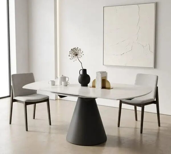 Masa extensibila din Ceramica Alb Marmorat,Oravia