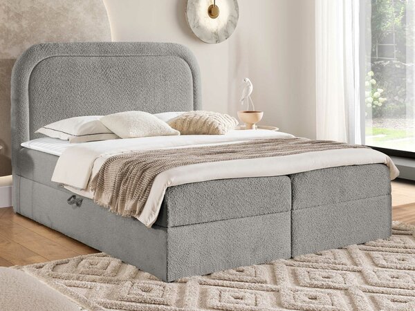Pat boxspring ColorBoxspring, Dublu, Gri deschis, 160x200, Tapiterie, Somiera patSomiera pat, 16x21x12cm