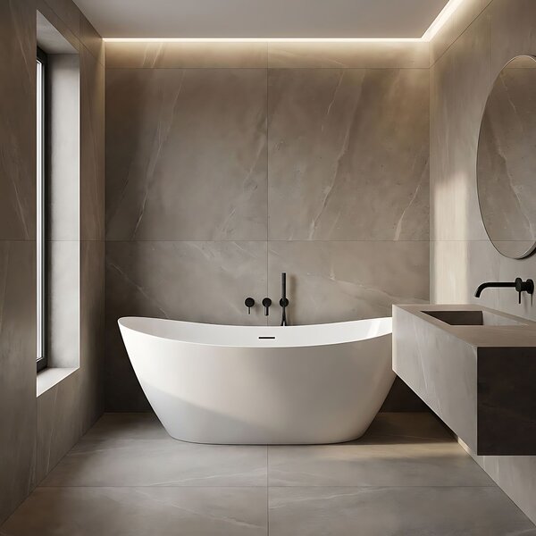 Cadă de baie independentă Rea FERRANO Slim 1600×800×720 mm, albă, capac de scurgere alb, REA-W0081